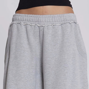 Shorts amples gris délavé pour homme, taille mi-haute, avec cordon élastique, style streetwear décontracté - Product Image 6