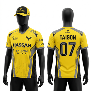 Camiseta deportiva para hombre, poliéster premium, transpirable, absorbe la humedad, diseño geométrico con degradado rosa, logotipo personalizado por sublimación - Product Image 5