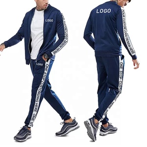 Traje de jogging ajustado a rayas de invierno para hombre, chándales de algodón de primera calidad con tejido polar, último diseño, 2017 - Product Image 5