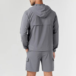 Ropa deportiva para hombre, conjunto de dos piezas, ropa de secado rápido, chaqueta de gimnasio para correr, ropa deportiva para exteriores de primavera, ropa de colores contrst, trajes deportivos - Product Image 2