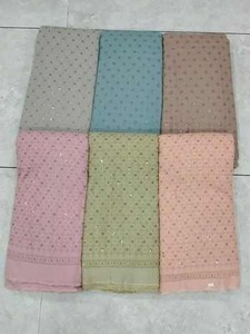 Stylish Rayon Chikan Work <b>Fabric</b> Breathable Lightweight Ethnic Textile Comfortable Embroidered Men's Women's Dress Woven Stretch - Product Image 2