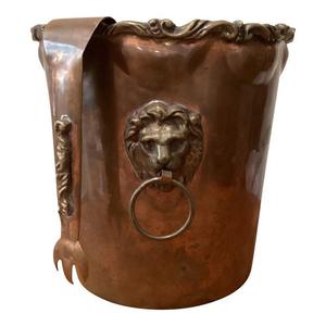 Cubo de hielo de aluminio de diseño atractivo con asas de lomo de latón, Enfriador de cubo de hielo de forma redonda de Color cobre de la mejor calidad - Product Image 1