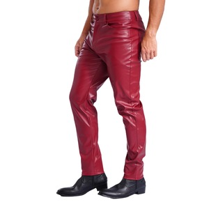 Stylish Faux Leather Pants Pockets Halloween Costume Smooth Lining Straight Pants Tights <b>Leggings</b> Music Party Clothings - Product Image 4