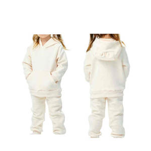 Logotipo personalizado Otoño Invierno niños sudadera traje 2 piezas niños chándal ropa sólido adolescentes niñas Sudadera con capucha conjunto - Product Image 1