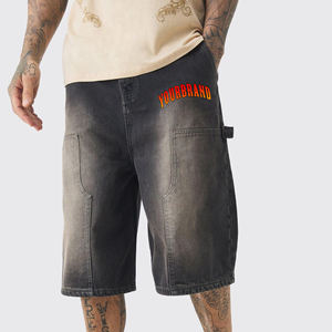 High Quality 100% Cotton Blank Vintage Washed Oversized Breathable Streetwear Distressed <b>Baggy</b> <b>Jorts</b> Men's Comfortable Hip Hop - Product Image 1