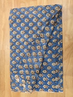 Tissu en coton premium imprimé à la main motif floral bleu, doux, respirant, écologique, séchage rapide, pour sacs, rideaux, confection de vêtements