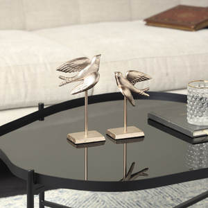 Venta caliente escultura de pájaros de Metal decorativa alta demanda decoración del hogar y decoración de Navidad uso juego de pájaros de aluminio chapado en oro - Product Image 3