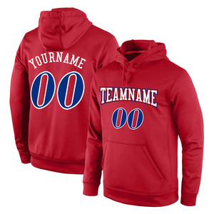 Pull à capuche en polaire épaisse pour hommes, col à capuche avec appliques brodées rouges classiques vintage - Product Image 3