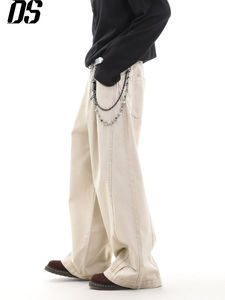 Мужские джинсовые шорты DS в стиле High Street, с эффектом потертости, свободного кроя, с декором из стразов, для осени и лета - Product Image 1