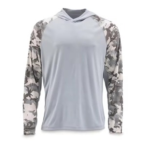 Wholesale <b>Mens</b> Performance Fishing Camo Hoodie Quick Dry Sun protection Hoodie Polyester UPF50 Hooded Solid Color Fishing <b>Shirt</b> - Product Image 6