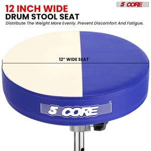 5 Core <b>Drum</b> Throne 3 Thick Padded Guitar Stool 200Lb Capacity Heavy Duty Adjustable Drummer Chair - Product Image 4