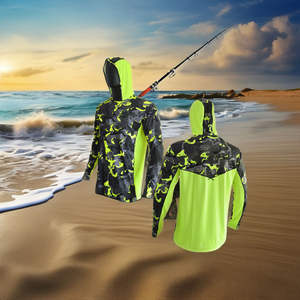 Ropa de pesca de camuflaje con capucha de primera calidad para adultos transpirable impermeable Digital impreso 100% poliéster Jersey y camisa con máscara facial - Product Image 2