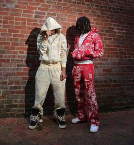 Conjunto personalizado de 2 piezas OEM con estampado Dtg, chándal holgado, conjuntos de Jogger bordados, chenilla, cremallera, Sudadera con capucha y pantalones de chándal para hombre - Product Image 1