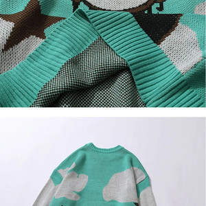 Suéter de Punto Extra Grande Estilo Vintage con Decoración de Bordado de Anime, Estilo Retro - Product Image 5