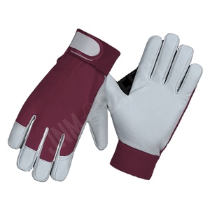 Premium Goat Grain Leather Anti-static Smooth Safety <b>Gloves</b> with Adjustable Wristband for Gardening Work Protection - Product Image 2