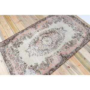 Tapis turc vintage, tapis de 3,8 x 6,4 pieds, tapis floral brun - Product Image 2