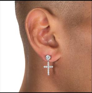 Classic Trending Designer Diamond Charm <b>Earrings</b> in 14KT Solid Gold & Gold Plated with Cross Shape for Unisex Daily/Party Wear - Product Image 2