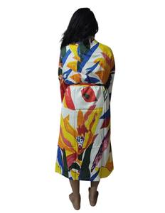 Peignoir en coton imprimé à la main coloré pour femmes Vêtement de nuit Peignoir pour femmes Taille - 48 pouces - Product Image 4