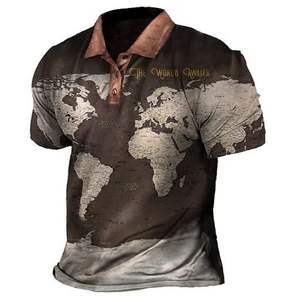 T-shirt de sport de golf imprimé en 3D pour hommes 100% coton col boutonné à manches courtes Style décontracté Logo avant 300 grammes de tissu - Product Image 5