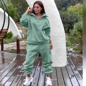 Sudadera de lana de invierno a la moda para mujer, chándal con capucha, conjuntos de dos piezas para mujer, ropa de calle informal 2024, pantalones largos, traje deportivo - Product Image 5