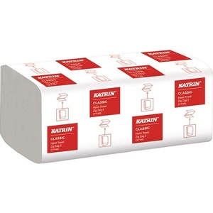 Katrin Classic ZZ 2 Folded White Hand Towel Approx. 230 X 244 mm 2-Ply Zigzag ELOS Paper Napkins & Serviettes" - Product Image 1