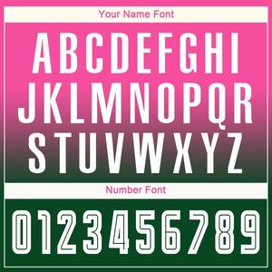 Uniforme de Fútbol Personalizado con Camiseta y Pantalones Cortos de Manga Larga en Degradado Rosa y Verde, Disponible con Impresión de Nombre de Equipo y Número Personalizados - Product Image 2