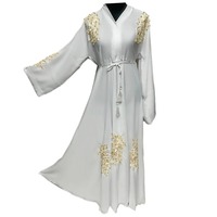 Robe Abaya parapluie de style turc moderne pour femme, col en V, motif uni, respirante, extensible dans quatre directions, légère, en polyester, longueur MAXI