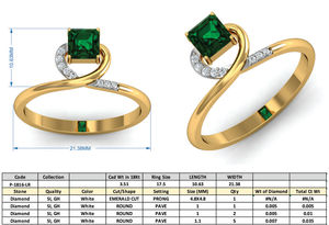 Minimalist Green Glass Zircon Boho Brass <b>Ring</b> 18k Gold Plated <b>Dainty</b> Interlocking Wholesale <b>Ring</b> For Women - Product Image 4