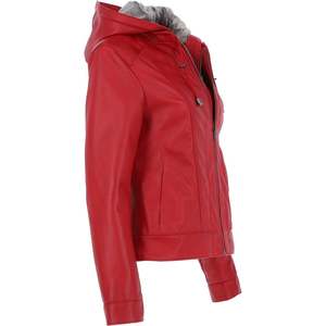 Veste en cuir à capuche deux-en-un pour homme de haute qualité Rouge Détachable Fermeture éclair avant Hiver Service OEM Vente en gros Professionnel - Product Image 5