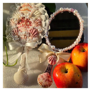 Handcraft Travel Friendly Seashell Mirror Adorned with Shells Seashell Mirror Made for Seaside Moments and <b>Compact</b> <b>Makeup</b> Use - Product Image 2