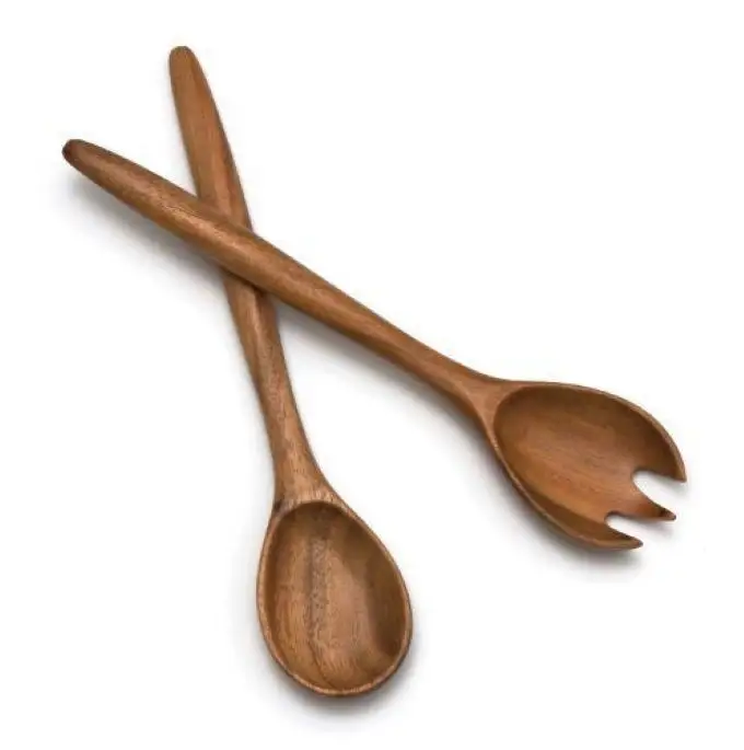 Spoon And Fork Server Set Dinner Ware Piece Bamboo Kitchen Tool Set (Scoop, Spoon Spatula), Brown