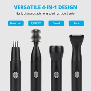 Tondeuse à poils de nez professionnelle 4-en-1 pour hommes, sans douleur, rechargeable par USB, étanche IPX6, facile à utiliser - Produit en plastique pour la maison - Product Image 3