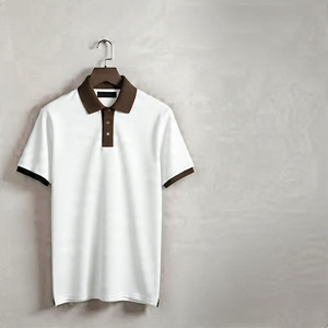Men's White <b>Polo</b> Shirt With <b>Orange</b> Collar And Cuffs Short Sleeve Casual Solid Color Woven Oxford Fabric - Product Image 6