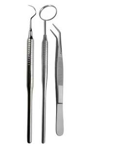 Ensemble d'examen dentaire manuel professionnel Instruments réutilisables Sonde à poignée de miroir Pince à épiler London College ALFALAH INDUSTRIES - Product Image 1