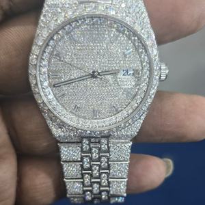 Reloj Bling Bling de Acero Inoxidable con Moissanita VVS1, Reloj de Lujo para Hombre con Incrustaciones de Diamantes, Regalo de Joyería - Product Image 3