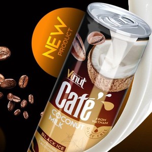 กาแฟน้ำแข็งสีดำพร้อมเครื่องดื่มกะทิ vinut | 330มล. (24แพ็ค), พร้อมดื่ม, ขายส่ง, ตัวอย่างฟรี, ODM OEM
