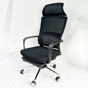 MF742 Contemporary Reclining Office Chair Headrest <b>Footrest</b> Lift Style <b>Adjustable</b> Height Chrome Metal Fabric for Bedroom Use - Product Image 4