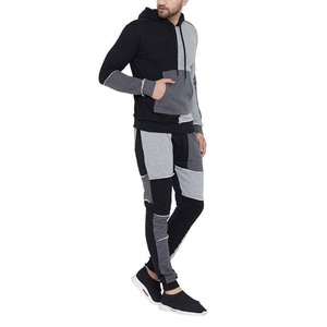 Contraste couleur bloc unisexe vêtements de sport vêtements de sport à capuche imprimé survêtements coton polaire hiver Streetwear pull deux pièces - Product Image 2