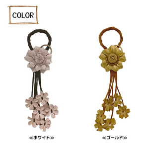 Leather <b>Bag</b> Hanger <b>Charm</b> With Flower Design 23cm Length Natural Style Genuine Leather <b>Bag</b> Accessories - Product Image 2