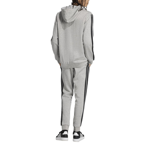 mens grey tracksuit <b>hoodie</b> and jogger pants set with black side stripes sportswear gym training running casual - Product Image 6