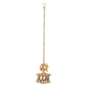 Diya de Latón con Diseño Moderno y Campanas Colgantes, Elegante Adorno Decorativo - Product Image 2