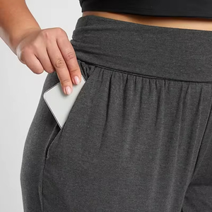 กางเกงโยคะยาวเต็มรูปแบบน้ำหนักเบาลำลองทรงหลวมกางเกงจ็อกเกอร์ไซส์ใหญ่พิเศษปิดเอวยางยืดลายพื้นสำหรับใส่ออกกำลังกายวิ่ง - Product Image 6