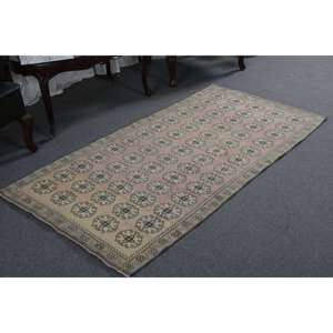 Alfombra turca de lana Beige Vintage, alfombra de tejido plano de 3,1x5,9 pies con patrón de retazos para decoraciones de sala de estar o uso en pasillos - Product Image 4