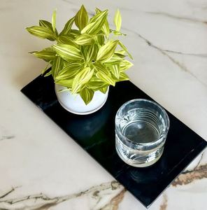 Elegant Natural Marble Oval Flat Serving Tray Artisan Crafted Waterproof Modern Home Decor - Product Image 1