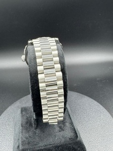 Montre-bracelet analogique de luxe pour homme, avec cadran en diamant moissanite, boîtier et bracelet en acier semi-serti, style moderne, mécanique, sport, hip-hop, verre antique - Product Image 4