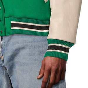 Men's Lightweight <b>Canvas</b> Leather Jacket with Stylish Lettermen Design <b>Long</b> Sleeves and Stand Collar for Winter Season - Product Image 6