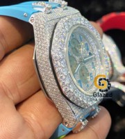 Montre mécanique chronographe Charm édition limitée, cadran en verre cristal analogique, diamants Moissanite incolores, acier inoxydable