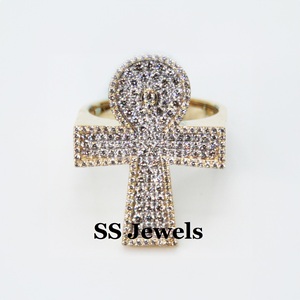 Anillo Cristiano Ankh de Plata de Ley 925 con Baño de Rodio y Diamantes Moissanite VVS para Hombre, Joyería Religiosa Personalizada de Estilo Hip Hop - Product Image 2