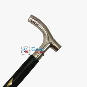 Bastón de Madera Negro Moderno Personalizado al por Mayor con Mango de Latón Plateado Estilo Derby, Diseño Art Déco, Plegable, 94cm, Regalo de Lujo - Product Image 1