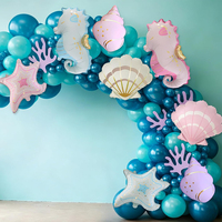 Ballons en aluminium sirène et animaux marins (hippocampe, coquillage, étoile de mer, conque) pour décorations de fête d'anniversaire sur le thème de la mer et fournitures de fête pour enfants